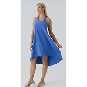 NWT Halara Breezeful Dress Womens Blue High Low Sleeveless Racerback Lightweight
